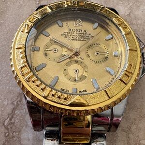 Rosra Gold and Silver Men's Watch oyster, officially certified chronograph
